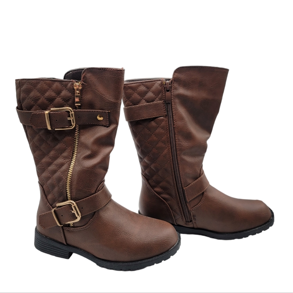 Brown quilted gurl riding boots Size 12 Little Girl Boots